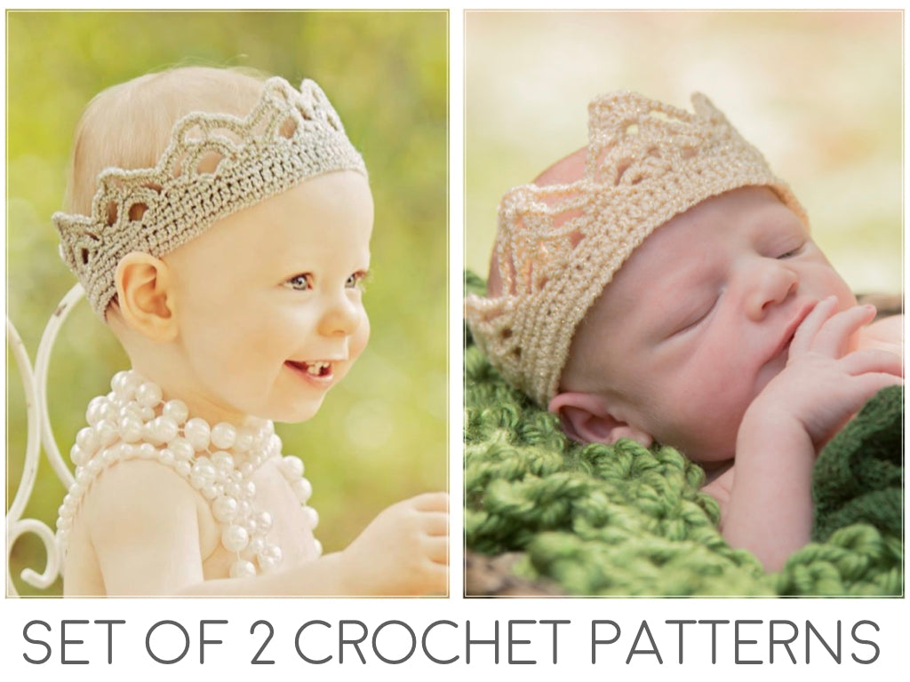 Crown Crochet Patterns Girl Boy Crowns Set of 2 Patterns