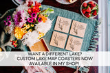 Lake Keowee Coasters  - Lake Keowee Gifts, Lake Keowee South Carolina Decor - Bamboo Coasters Gift Set with Holder