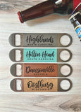 Custom City & State Name Bottle Opener - Leatherette - Hometow Pride and Local Landmark Gifts