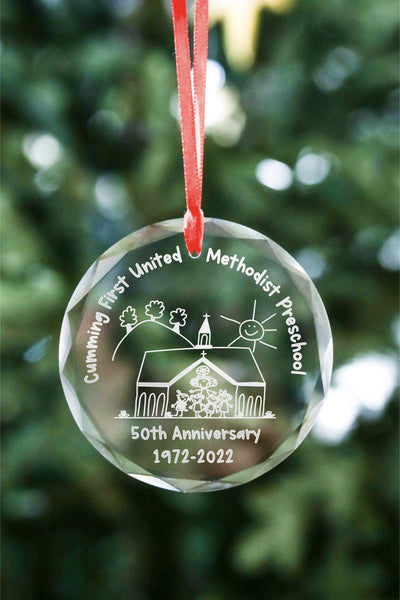 Cumming First United Methodist Church Preschool 50th Year Anniversary Commemorative Christmas Ornament