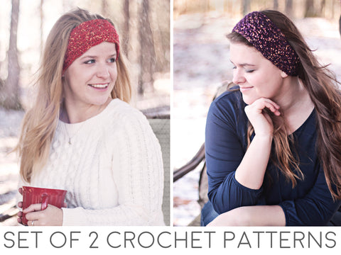 Ear Warmer Headband Crochet Patterns - Set of 2 Patterns