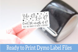 Like It, Love It, Leave a Review - Ready-to-Print Dymo compatible Label Designs - Rectangular Design