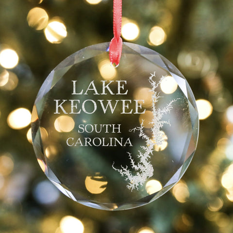 Lake Keowee Christmas Ornament - Lake Keowee Gift - Custom Lake Keepsake Ornament - Lake Keowee Map - Oconee County, South Carolina