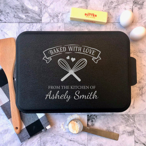 Personalized Cake Pan with Lid - Engraved Cake Pan - Custom Kitchen and Baking Gift - From the Kitchen of Cake Pan - Custom Bakeware