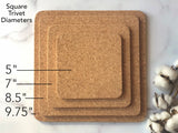 Personalized Family Name Trivet Hot Pad - Monogram Kitchen Cork Trivet - Custom Name Gift Wood Hot Pad - Laser Engraved