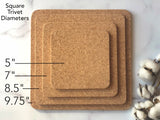 Personalized Trivet Hot Pad - Monogram Kitchen Cork Trivet - Custom Name Gift Wood Hot Pad - Laser Engraved