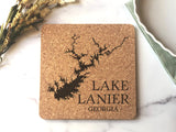 Lake Lanier Trivet Hot Pad - Lake Lanier Kitchen Cork Trivet - Wood Hot Pad -Laser Engraved Lake Lanier Souvenir -Lake Lanier Georgia