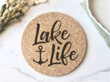On Lake Time  Kitchen Cork Trivet Hot Pad - Lake Life Lake Decor - Lake Kitchen Decor - Kitchen Gift for Lake Lover