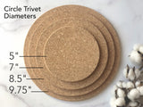 Personalized Trivet Hot Pad - Round Monogram Kitchen Cork Trivet- Custom Name Gift Wood Hot Pad - Laser Engraved