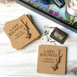 Custom Lake Coasters - Personalized Lake Cork Drink Coasters - Lake Lover Gift - Lake Decor - Custom Lake or River Coasters